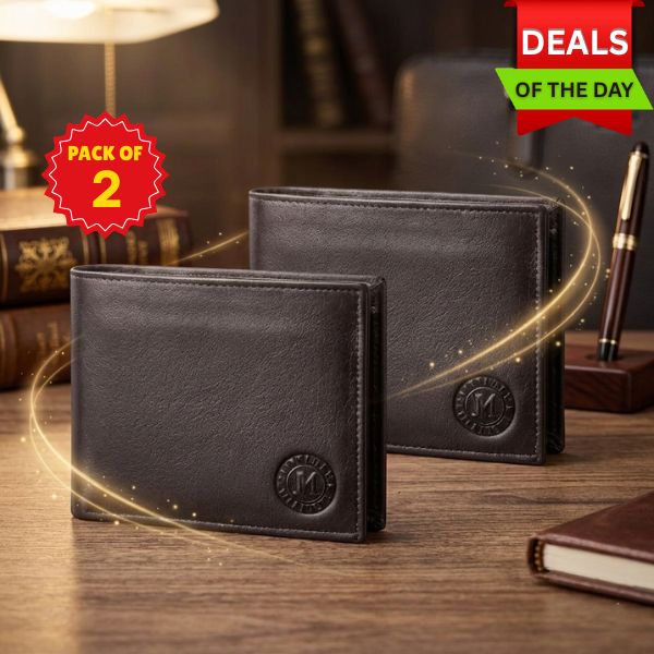 PACK OF 2 :- Men'sLi Premium Leather Bifold Wallet for Men (TH 1051)