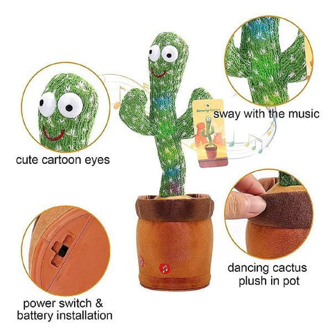 Dancing Cactus Talking Toy With Writing Pad 8.5 Inches Free - My Store