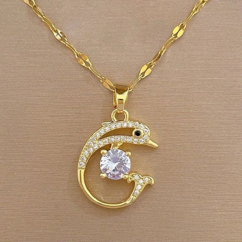 Gold Plated Dolphin Pendant Necklace