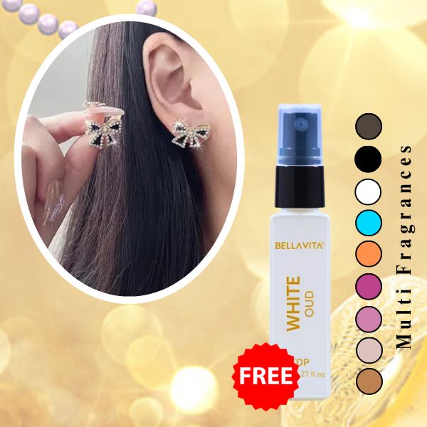 Women Gold-Plated Stone-Studded Stud Earrings ( Free 1 Bella Vita Perfume )