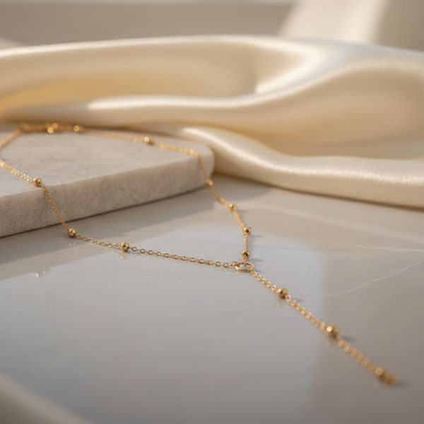 Elegant Golden Circle Pendant Necklace – Minimalist Y-Chain Jewelry