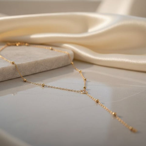 Elegant Golden Circle Pendant Necklace – Minimalist Y-Chain Jewelry