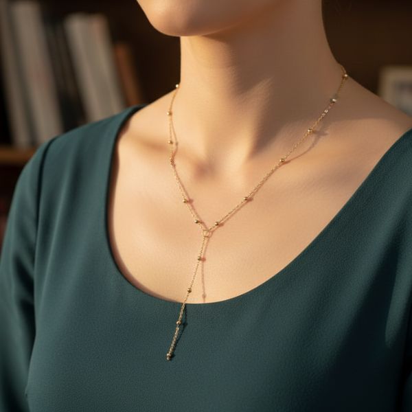 Elegant Golden Circle Pendant Necklace – Minimalist Y-Chain Jewelry