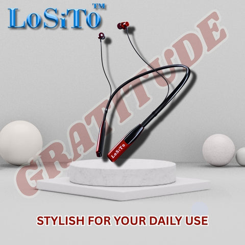 Gratitude LoSito Bluetooth 5.4 Neckband (Red) | 50H Playtime | Deep Bass