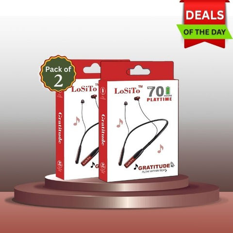 PACK OF 2| Neckbands LoSito Gratitude Neckband Bluetooth 5.4 | 0H Playtime | Deep Bass