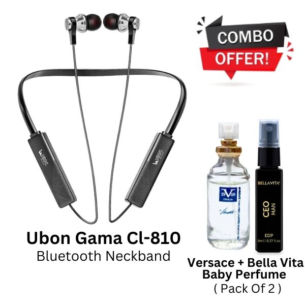 Combo :- UBON Gama CL-810 Neckband + Versace + Bella Vita Baby Perfume Pack Of-2