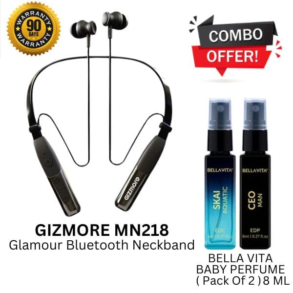 Combo :- GIZMORE ( MN218 ) Bluetooth Neckband + Bella Vita Baby Perfume ( Perfume Pack Of 2 )