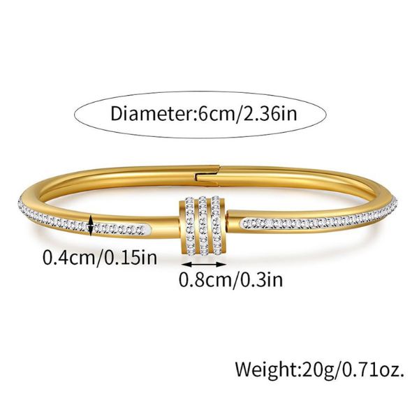 Gold-Plated American Diamond Bangle-Style Bracelet