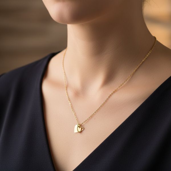 Elegant Golden Heart Pendant Necklace – Dainty Everyday Love Jewelry