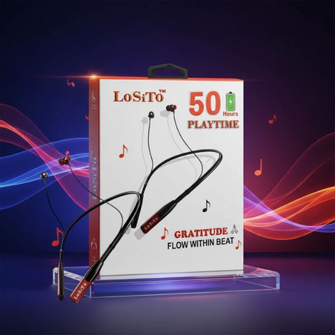 LoSito Gratitude Bluetooth 5.4 Neckband | 50H Playtime | Deep Bass
