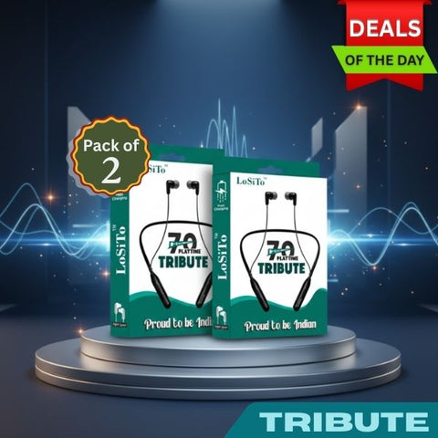 PACK OF 2| Neckbands LoSiTo™ Tribute Neckband| Deep bass| 70hrs Playtime
