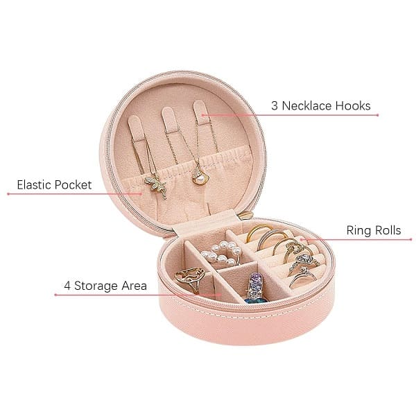 Travel Jewelry Box, Mini Portable Organizer Travel Case with Zipper - My Store