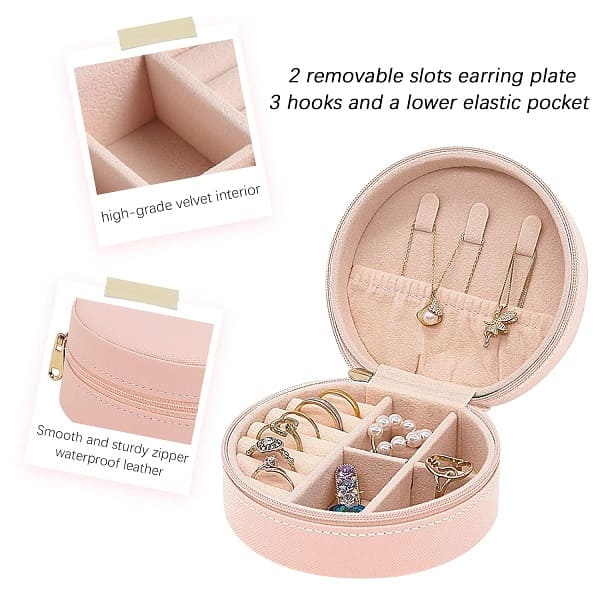 Travel Jewelry Box, Mini Portable Organizer Travel Case with Zipper - My Store