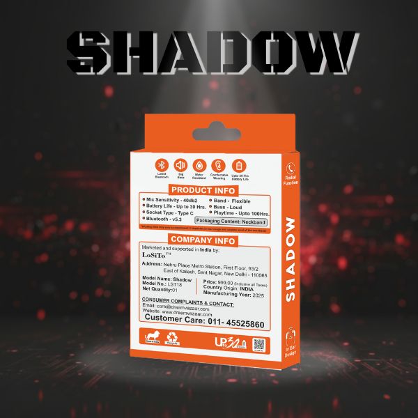 PACK OF 2 | LoSiTo Shadow Bluetooth Neckband – Power, Comfort &amp; Long Playtime