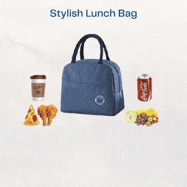 Stylish Insulated Lunch Bag With Extra Pocket For Kids & Adults