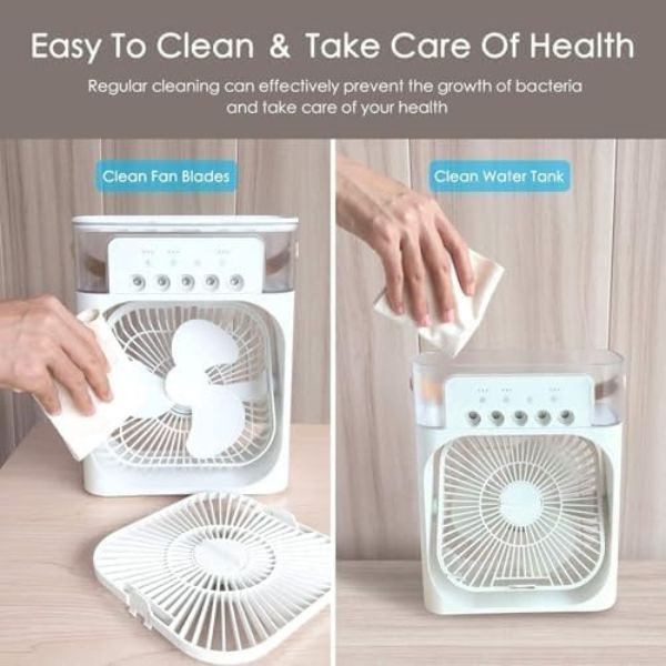 Mini 3-in-1 Air Cooler Fan with Humidifier & LED – Portable Air Conditioner