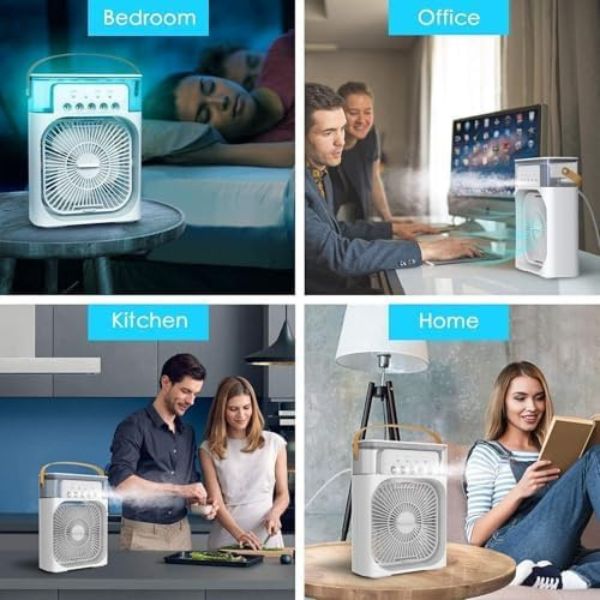Mini 3-in-1 Air Cooler Fan with Humidifier & LED – Portable Air Conditioner