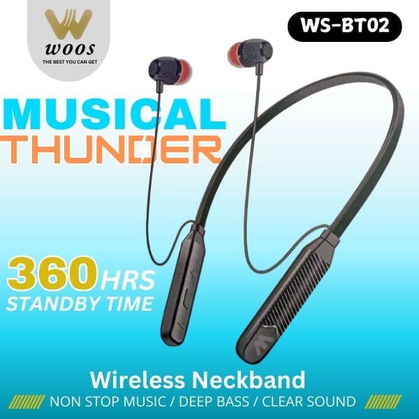 BUY1 GET1 :- WOOS WS-BT02 Wireless Neckband Free - Woos WS-BT02 Wireless Neckband