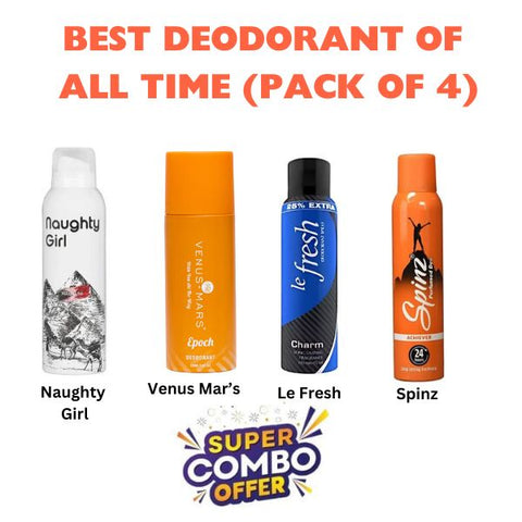 Best Deodorant Combo : - Naughty Girl + Spinz + Le, fresh + Venus Mars (Pack Of 4 )