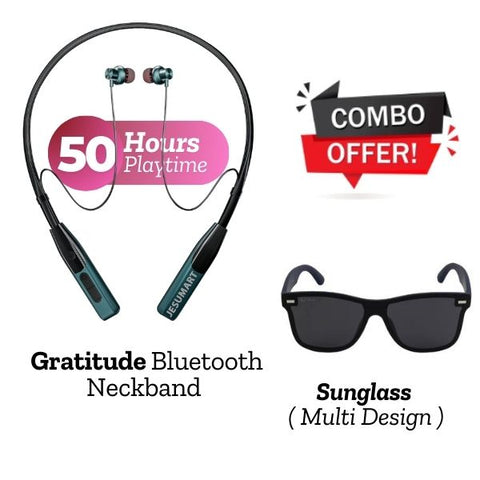 COMBO :- JESUMART GRATITUDE Bluetooth Neckband + Sunglass ( Multi Design )