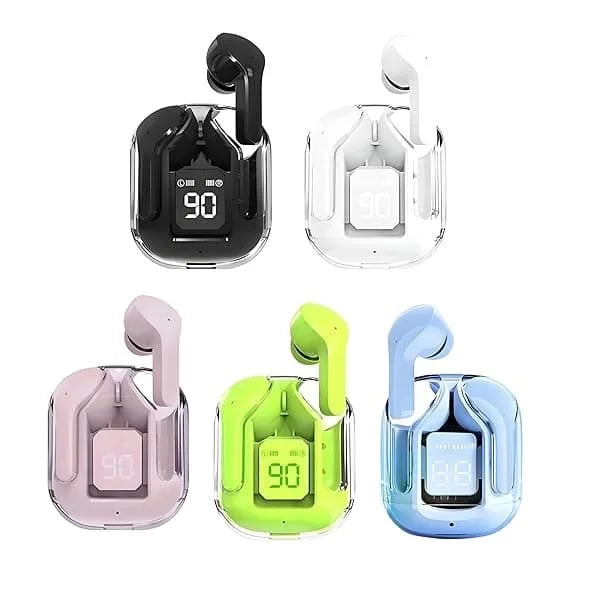 Transparent Digital Wireless Earbuds Bluetooth ( Multicolor )