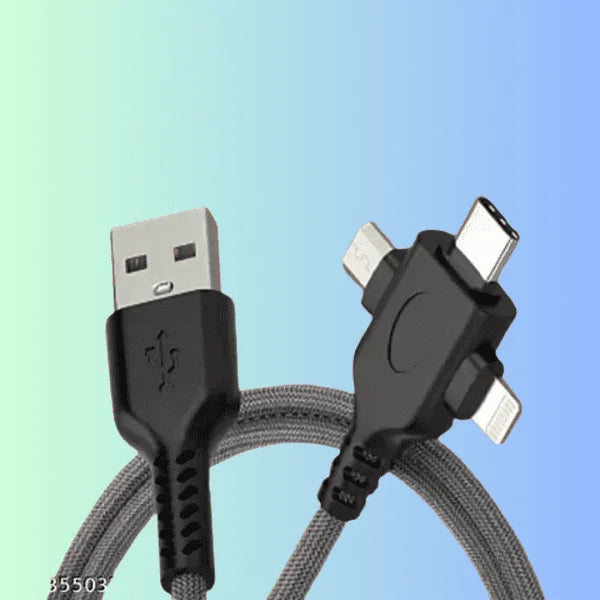 3 In1 USB Cable, Trident Nylon Braided For All Phone