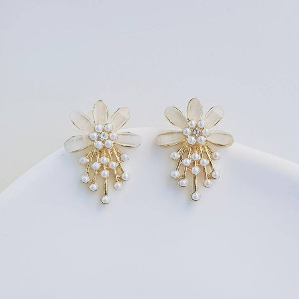 Pearl Blooming Flower Stud Earrings