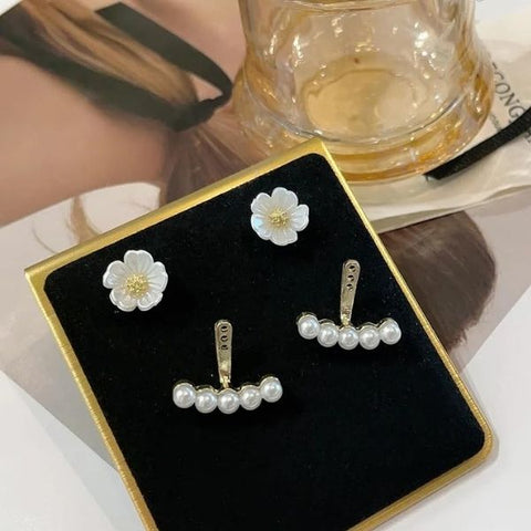 Flower Studs Double Layer Earrings