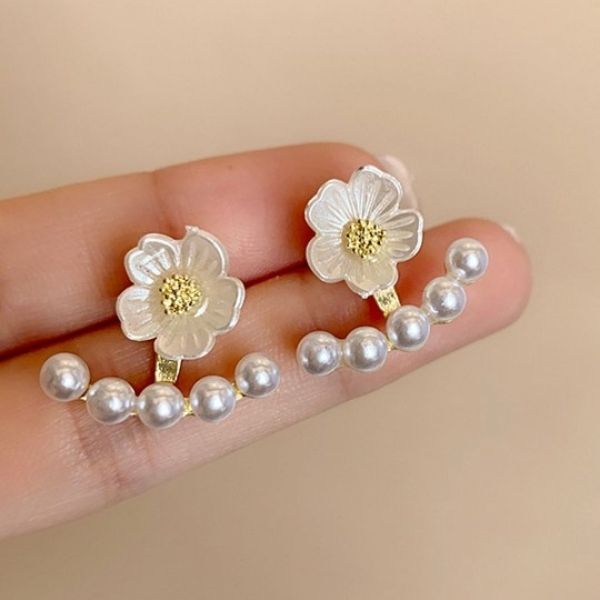 Flower Studs Double Layer Earrings