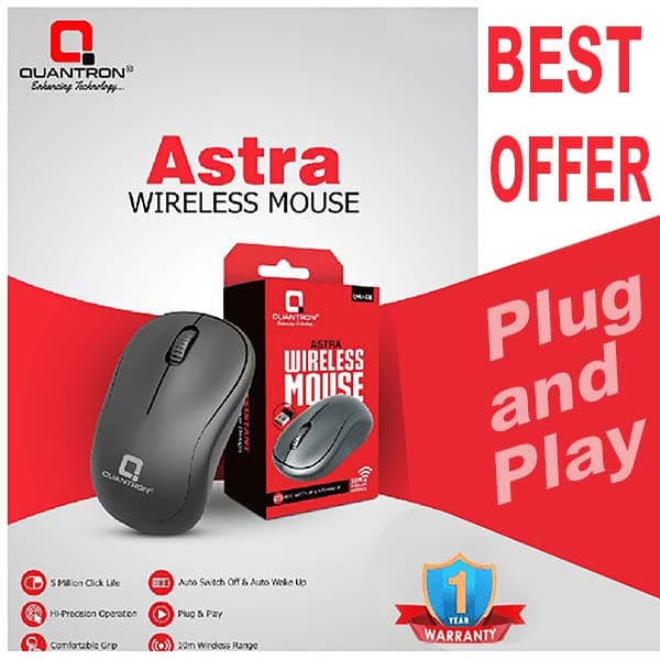 Quantron QMU-530 Wireless Mouse | 10M Range, Auto Sleep & Ergonomic Design