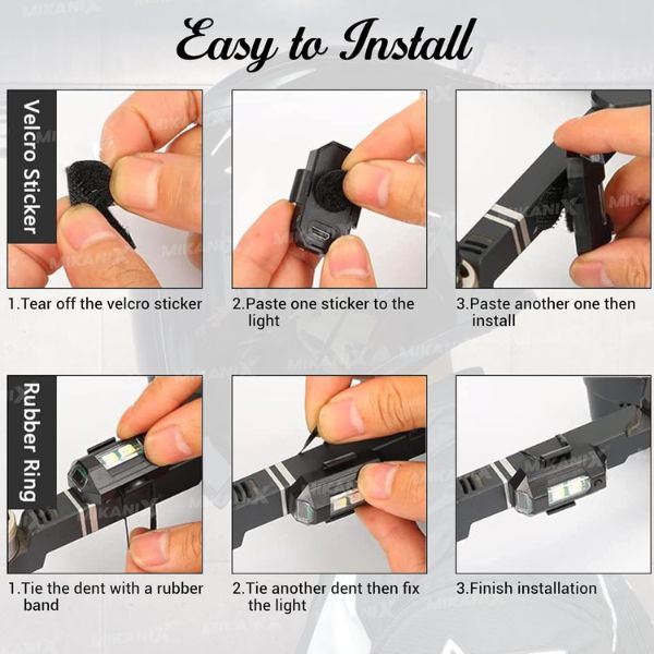USB Rechargeable Mini LED Light Multi-Purpose (Helmet/Drone/Bike/Car)