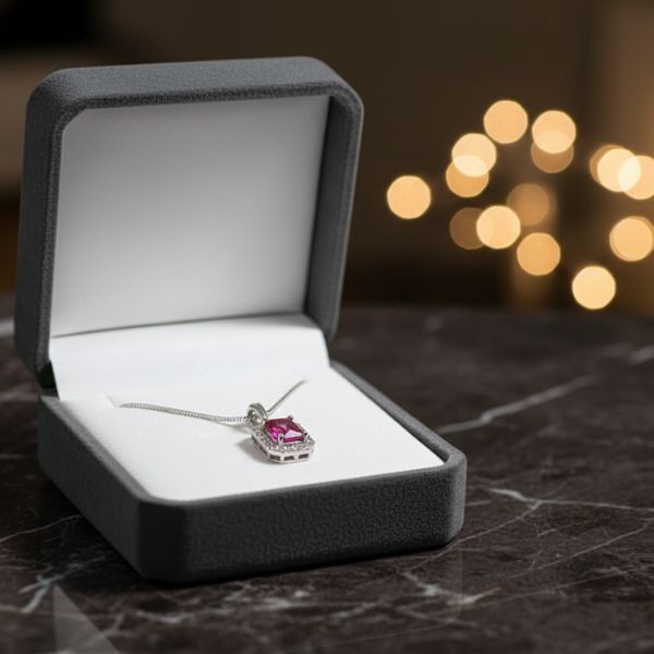 Radiant Pink Sapphire Pendant Necklace – Luxury Silver Chain Jewelry