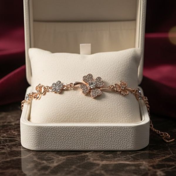 Elegance Rose Golden Floral Bracelet