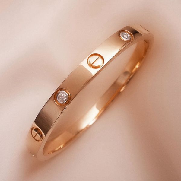 Rose Gold-Plated Stone-Studded Bangle-Style Bracelet