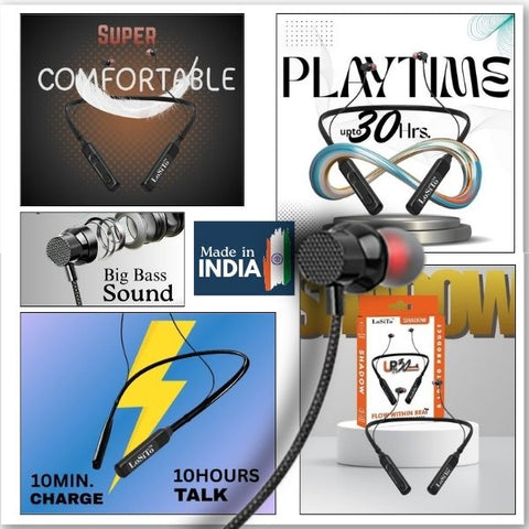 PACK OF 2 | LoSiTo Shadow Bluetooth Neckband – Power, Comfort &amp; Long Playtime