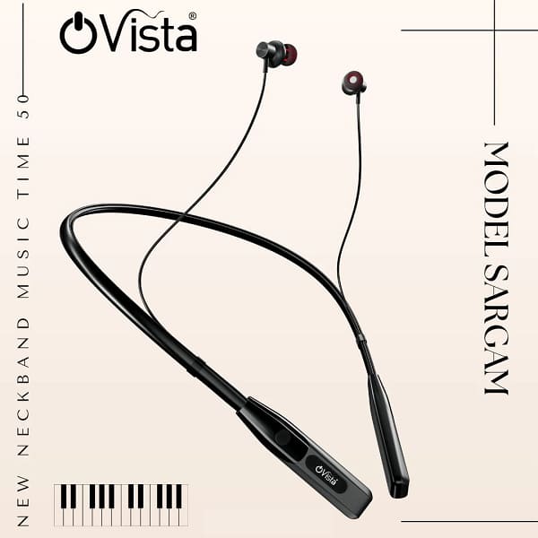 Ovista Sargam Bluetooth Neckband with 50 Hours Playtime, and ENC Noise Cancellation with Magnetic Earbuds, Voice Assistant