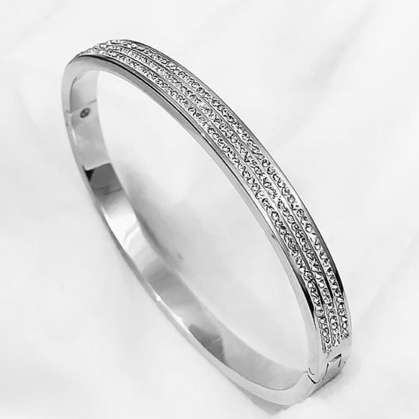 Surgical Stainless Steel American Diamond Openable Bangle Cuff Kada Bracelet