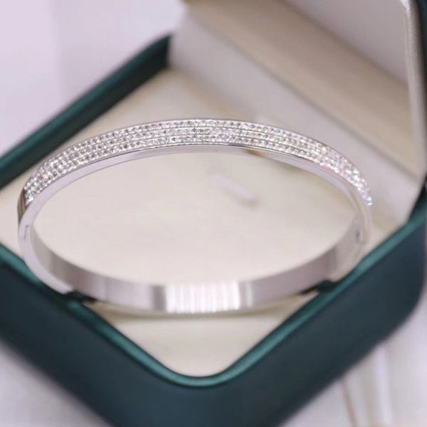 Surgical Stainless Steel American Diamond Openable Bangle Cuff Kada Bracelet