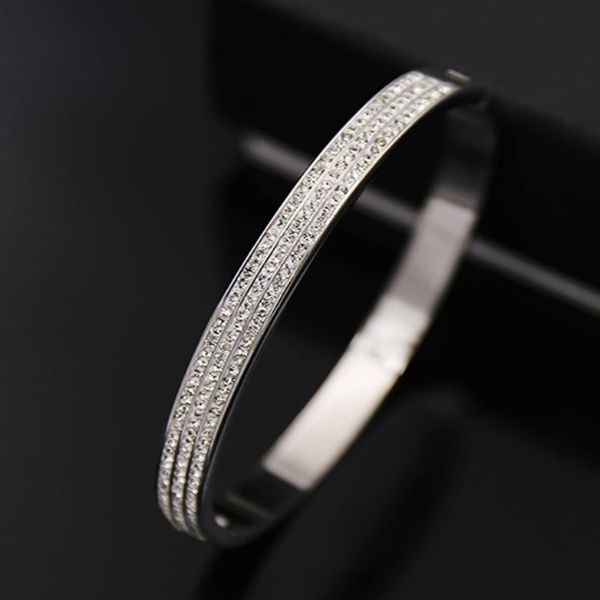 Surgical Stainless Steel American Diamond Openable Bangle Cuff Kada Bracelet