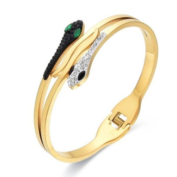 Stainless Steel Cubic Zirconia Gold-plated Kada