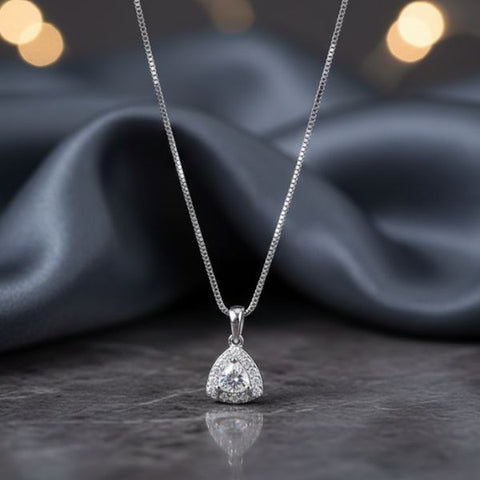 Sparkling Teardrop Diamond Pendant Necklace – Luxury Silver Chain Jewelry