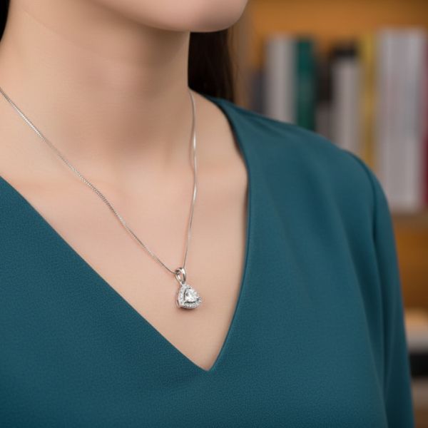 Sparkling Teardrop Diamond Pendant Necklace – Luxury Silver Chain Jewelry