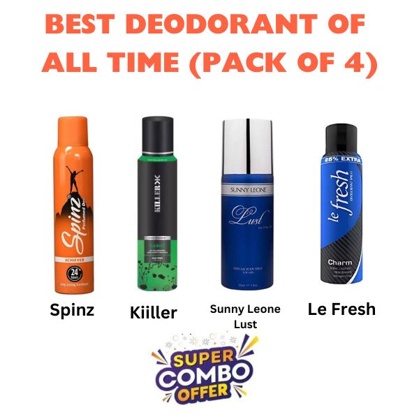 Best Deodorant Combo :- Spinz + killer + Sunny + Le, fresh (Pack Of 4)