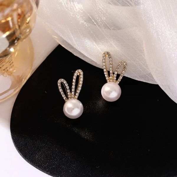 Rabbit ear pearls Earring Metal Chic Simple Stud Earrings