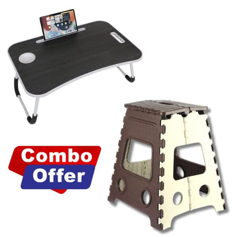 Combo :: Strong Folding Step Stool +Foldable Laptop & Study Table - My Store