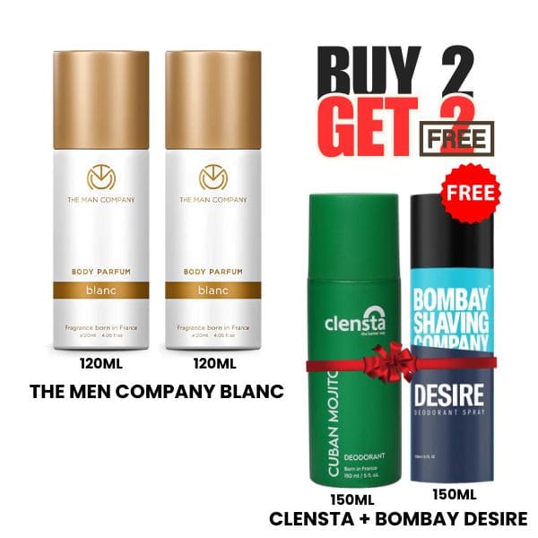 BUY2 GET2 :- 2 The Man Company Blanc Free, Clensta Deodorant + Bombay Shaving Company