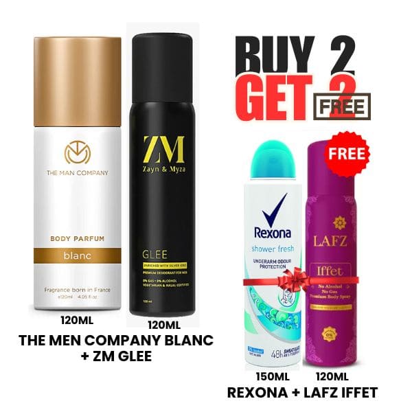 BUY2 GET2 :- The Man Company Blanc + ZM Glee Free Rexona + Lafz Iffet