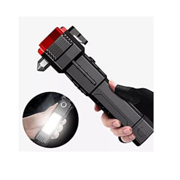 Rechargeable Flashlight Torch With Hammer, Cutter, Power Bank - My Store