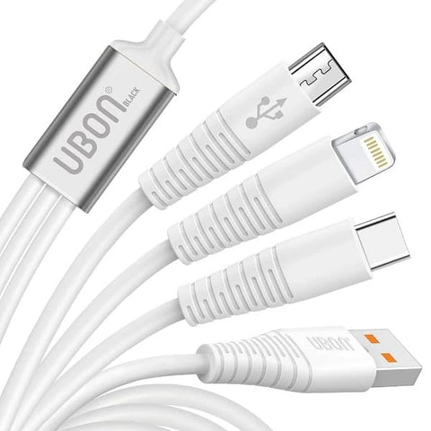 UBON WR147 Charger Cable 3 in 1 for Micro USB, iOS and Type-C