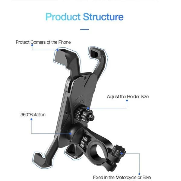 Bike Phone Mount Anti Shake & Stable Cradle Clamp